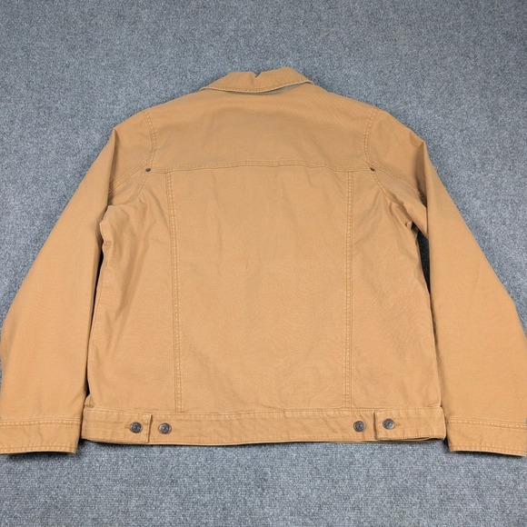 LL Bean Mens Field Jacket L Regular Saddle Tan Canvas Plaid Lined 515959 - Picture 8 of 8